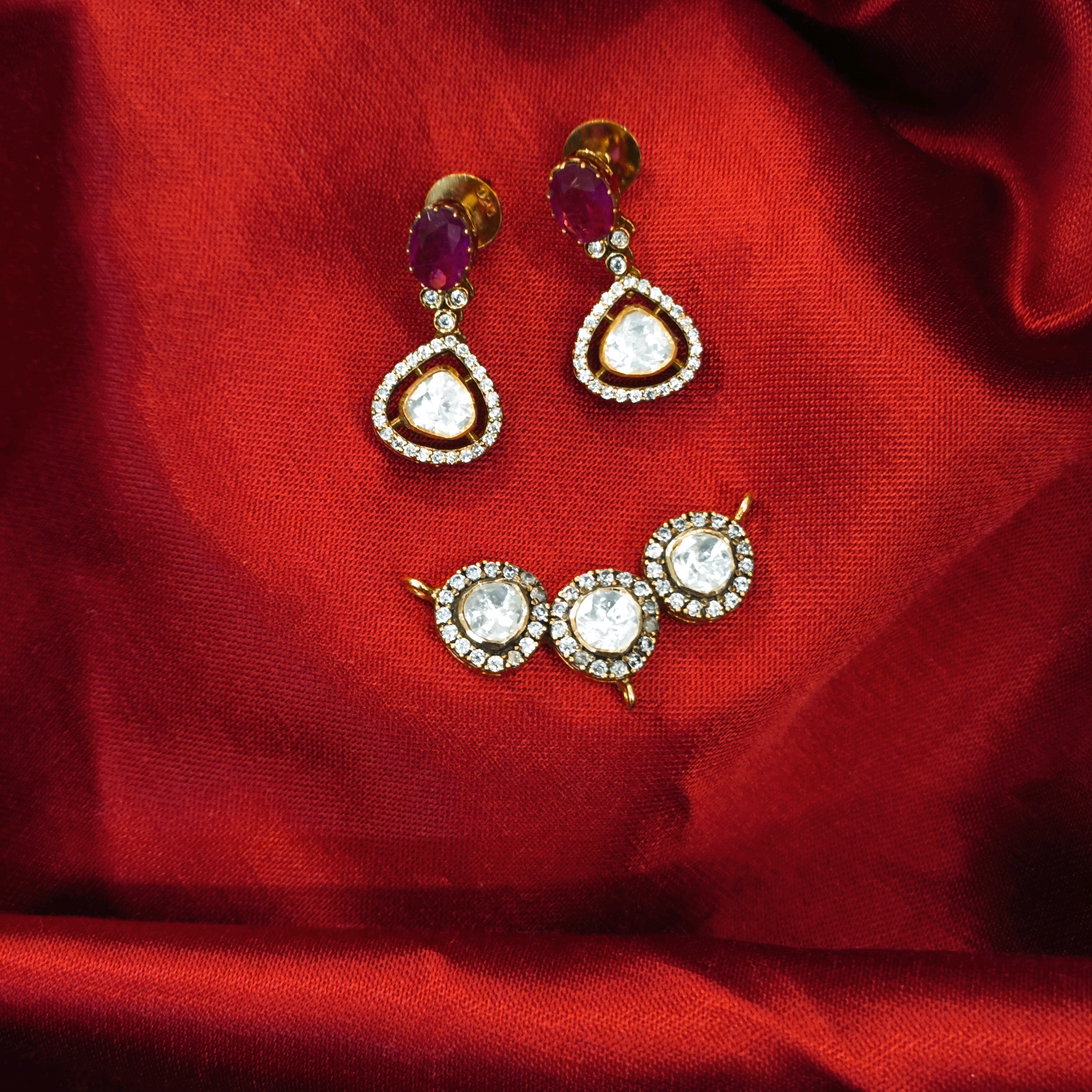 Pink Moissanite Pendant Set 
